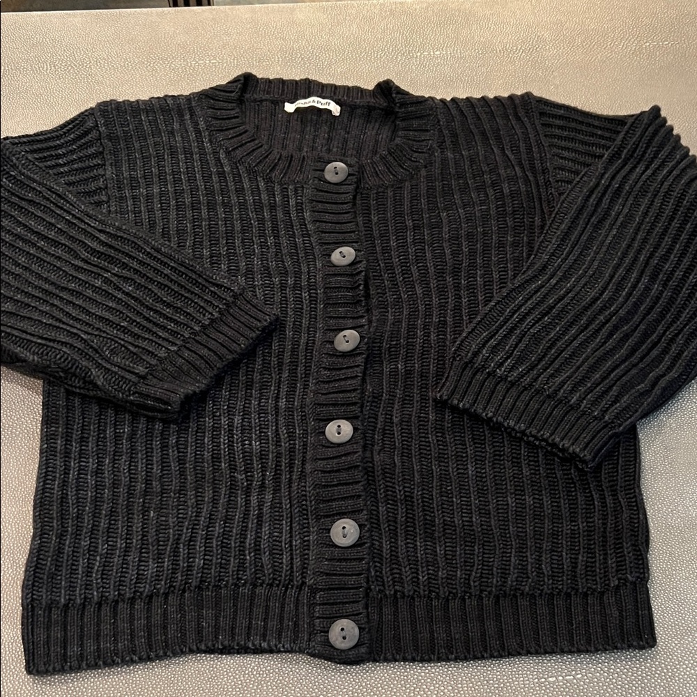 Misha And Puff Carbon Black Wool Cardigan